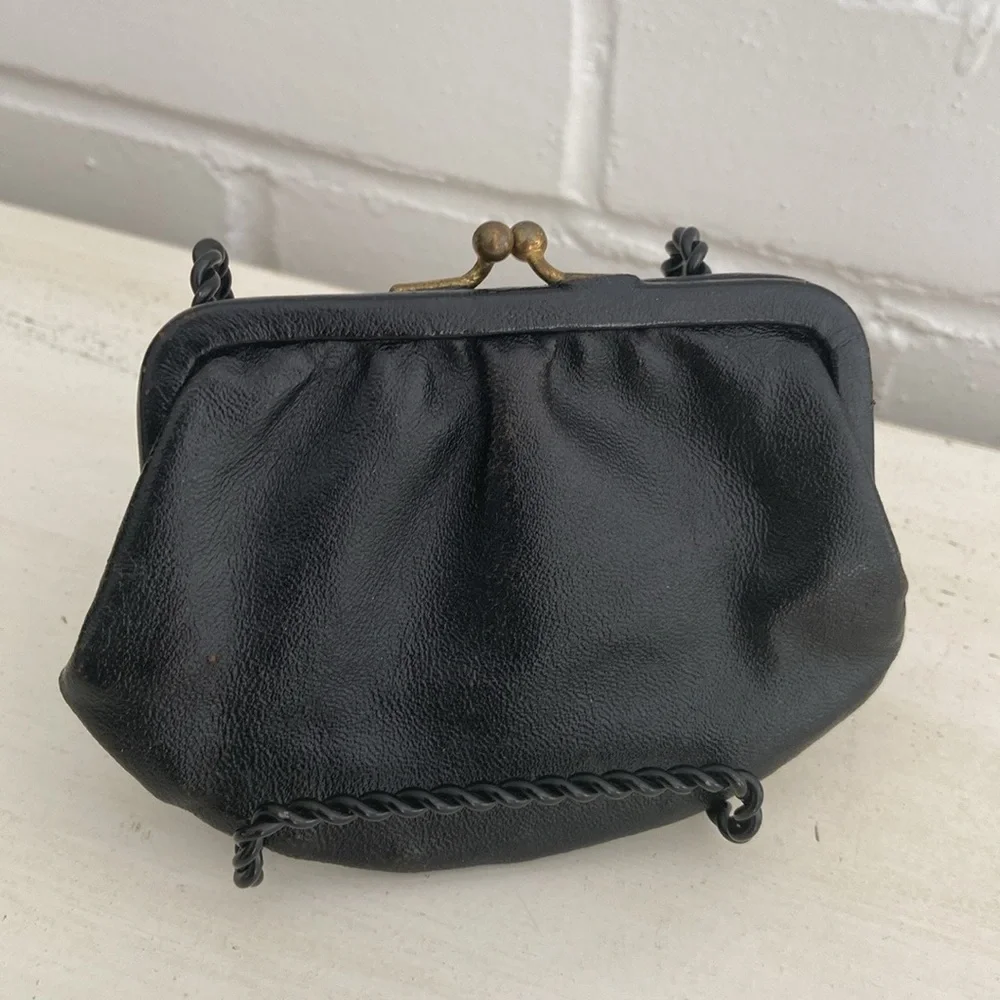 classic vintage petite small little black change purse